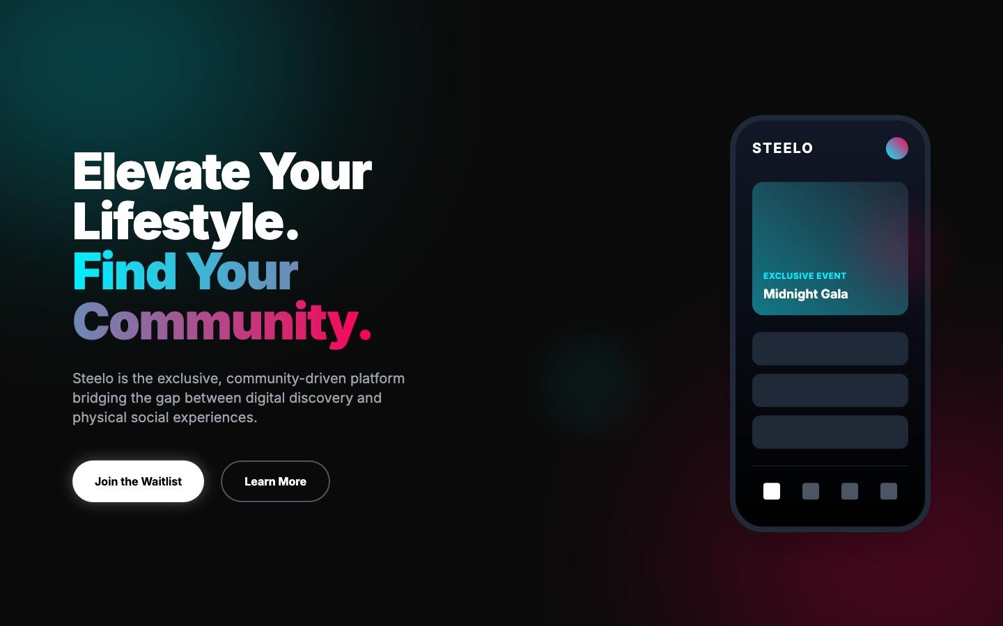 Steelo public marketing website homepage